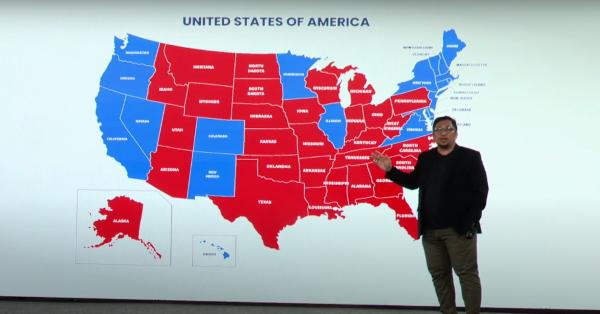 Sebaran kemenangan suara elektoral Donald Trump di Pilpres Amerika 2016 (Tangkapan Layar Youtube Dirty Vote)