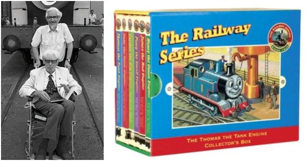 Pendeta Wilbert Vere Awdry & putranya, Christopher (kiri) kumpulan buku The Railway Series (Wikipedia/Abe Books)