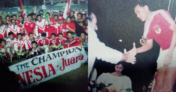 Timnas saat perayaan emas SEA Games 1991 (Foto: Repro "IGK Manila: Panglima Gajah, Manajer Juara)