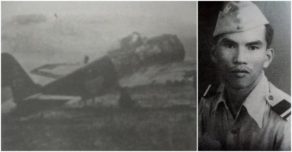 Pesawat Tachikawa Ki-55 "Cukiu" yang ada di Lanud Bugis (kiri) & Kabag Teknik Hanandjoeddin (Dispenau/Repro: Sang Elang)