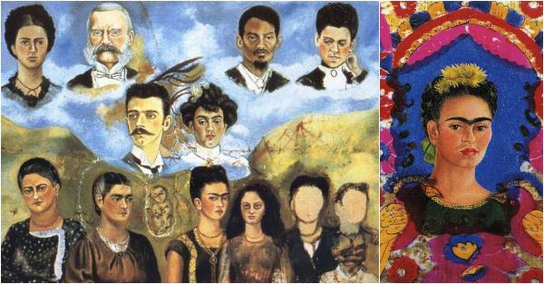 Lukisan potret keluarga Frida Kahlo (kiri) dan lukisan "The Frame" (kiri) yang dibeli Museum Louvre pada 1939 (Foto: fridakahlo.org)