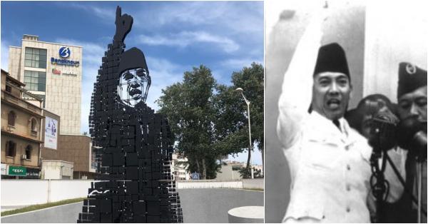 Gestur patung Bung Karno yang diambil dari dokumentasi foto pidatonya di Istana Negara pasca-penyerahan kedaulatan Desember 1949 (Foto: KBRI Alger/Nationaal Archief)