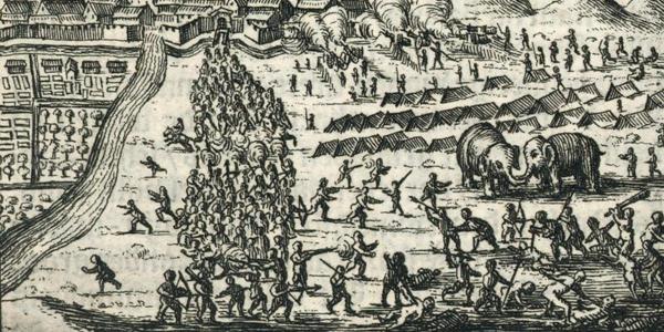 Serangan pertama pasukan Mataram ke Batavia pada 1628. (Atlas of Mutual Heritage/Wikimedia Commons).