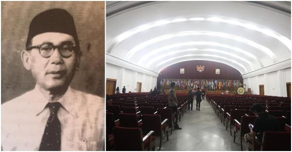 R. Rusdi 'Tjetje' Somantri (kiri) dan Gedung Concordia yang sering dipakai pentas (Melacak Jejak Tb.Oemay Martakusuma dan Rd. Tjetje Somantri/Fernando Randy-Historia)