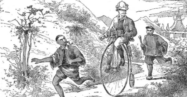 Ilustrasi pengalaman pahit Tom Stevens di China selatan (Around the World on a Bicycle)