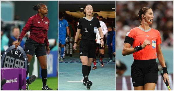 Ki-ka: Salima Mukansanga, Yoshimi Yamashita & Kathryn Nesbitt (fifa.com/Twitter @CAFwomen/@FIFAWWC)