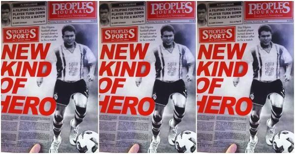 Kolase pemberitaan soal upaya suap kepada pemain timnas Filipina. (People's Journal, November 1996).