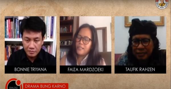 Diskusi live Historia.id bertema "Drama Bung Karno" bersama pelaku teater Faiza Mardzoeki dan budayawan Taufik Rahzen