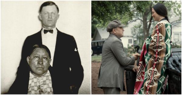 Sosok asli Ernest & Mollie Burkhart (kiri) yang diperankan Leonardo DiCaprio & Lily Gladstone (Apple TV/The Osage Murders and the Birth of the FBI)