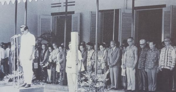 Peringatan Sumpah Pemuda tahun 1973 di Gedung Sumpah Pemuda yang kini menjadi Museum Sumpah Pemuda (Repro Muspada)