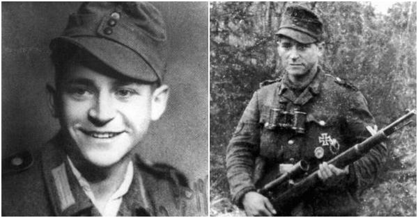 Obergefreiter Josef Allerberger dengan catatan 257 kills (Repro: Scherpschutter aan het Oostfront)