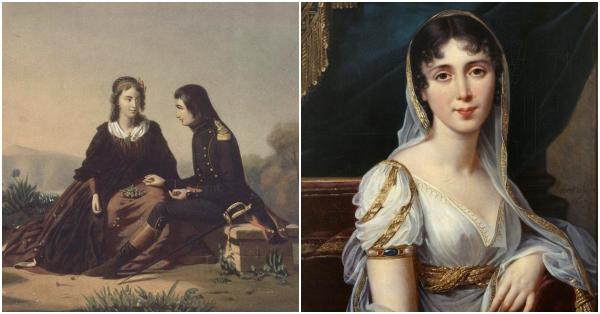Lukisan Caroline du Colombiere bersama Napoleon (kiri) dan Bernardine Eugénie Désirée Clary (Société de vente Osanat/kungligaslotten.se)