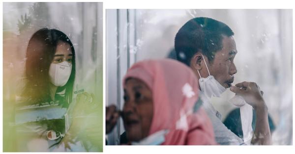 Para penumpang yang melakukan tes GeNose di stasiun Senen. (Fernando Randy/Historia.id).