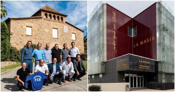 Gedung lama La Masia de Can Planes (kiri) dan saat ini (kanan) usai renovasi 2011 (fcbarcelona.com)