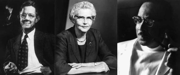 Potret Alfred Blalock (kiri), Helen Taussig (tengah), dan Vivien Thomas (kanan). Wililiam S. Stoney, Pioneers of Cardiac Surgery.