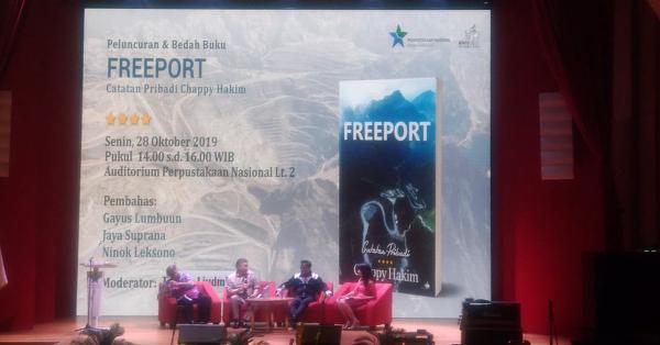 Peluncuran buku Freeport: Catatan Pribadi Chappy Hakim di auditorium Perpustakaan Nasional. (Martin Sitompul/Historia.ID).