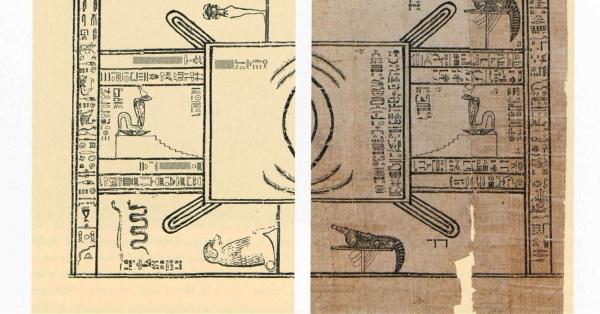 Lembaran papirus ini memperlihatkan bagian barat dan timur Danau Moeris. (ReproThe Book of the Faiyum)