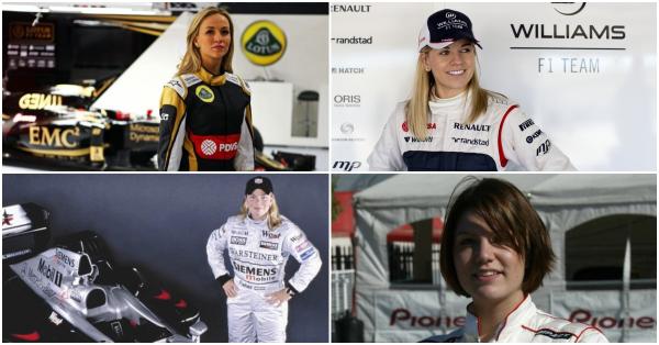 Searah jarum jam: Carmen Jordá Buades, Suzanne 'Susie' Wolff, Katherine Anne Legge, Sarah Marie Fisher (formula1.com/fia.com)