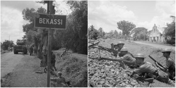 Kolase Kavaleri Lancer ke-13 dan pasukan Infantri Rajput 7/4 Inggris menerobos Bekasi (iwm.org.uk)