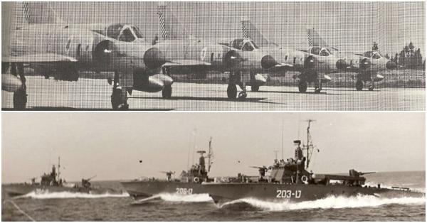 Jet tempur Dassault Mirage III (atas) & MTB-MTB Israel (Wikipedia)