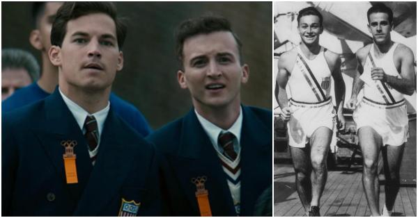 Dua pelari Yahudi Martin Irving 'Marty' Glickman & Sam Stroller dalam film dan dunia nyata. (IMDb/ushmm.org).
