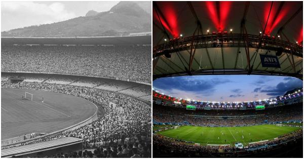 Estádio do Maracanã dulu (kiri) dan kini (arquivonacional.gov.br/FIFA)