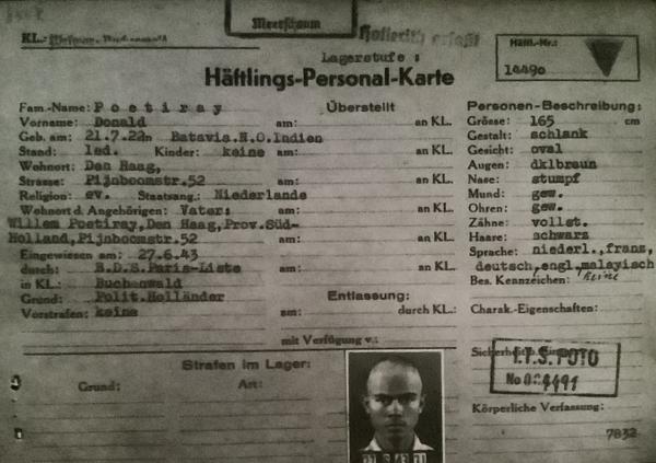 Kartu identitas Donald Poetiray sebagai tawanan kamp konsentrasi Nazi. (Dok. Herman Keppy).