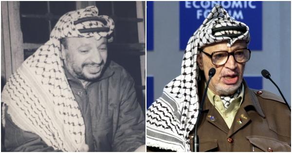 Mendiang Mohammed Abdel Rahman Abdel Raouf Arafat al-Qudwa al-Husseini alias Yasser Arafat yang konsisten mengenakan keffiyeh (Romanian National History Museum/weforum.org)