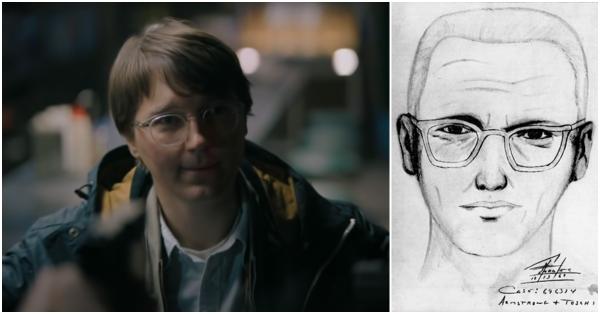 Sosok the Riddler yang diperankan Paul Dano (kiri) & sketsa wajah "Zodiac Killer" (Warner Bros. Pictures/San Francisco Police Department)