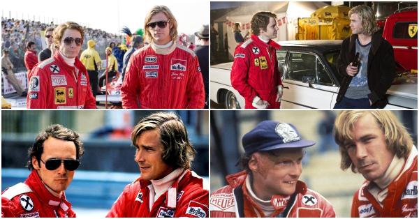 Kolase persahabatan Lauda dan Hunt dalam film (atas) dan kehidupan aslinya (universalpictures.com/jameshunt.com/mclaren.com)