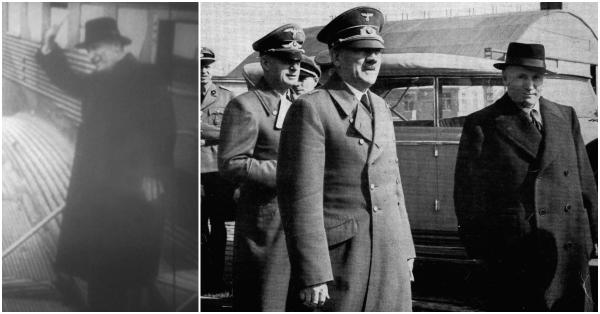 Hitler menyambut Mussolini saat tiba di Rastenburg, 14 September 1943 (Bundesarchiv/Narodowe Archiwum Cyfrowe)