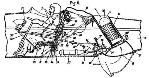 Rancangan Compressed Air Parachute Extraction System ciptaan Everard Richard Calthrop (Foto: ejection-history.org.uk)