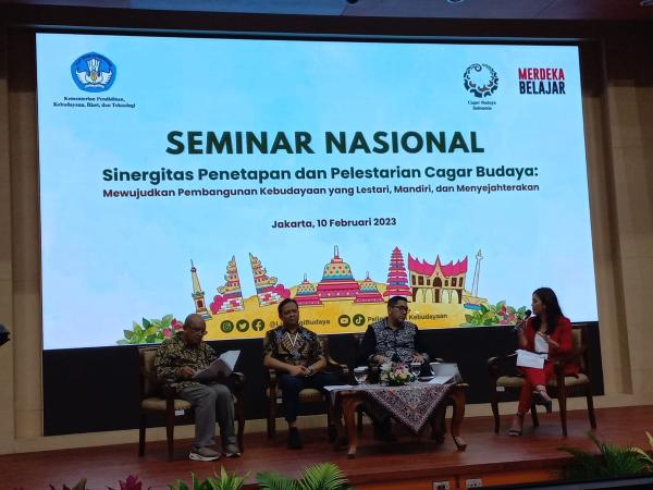 Seminar Nasional “Sinergitas Penetapan dan Pelestarian Cagar Budaya” yang diselenggarakan Kemendikbudristek di Jakarta Selatan (10/2). (Martin Sitompul/Historia.ID).