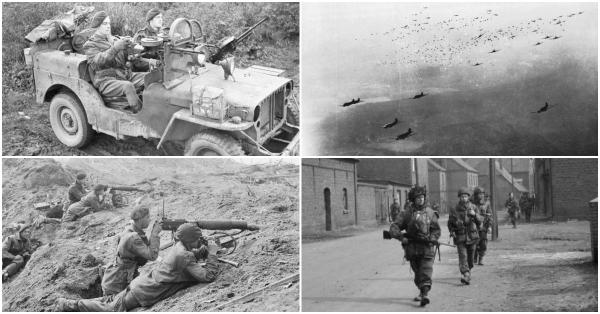 Pasukan komando SAS Inggris dalam Operasi Archway (kiri) & gabungan Linud Amerika-Inggris dalam Operasi Varsity (IWM)
