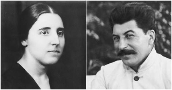 Nadezhda Sergeyevna Alliluyeva (kiri) & Stalin pada 1922 (Pravda 1922)
