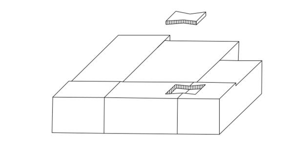Teknik sambungan Candi Borobudur. 1. Sambungan batu dengan tipe ekor burung. (Dok. BKPB).