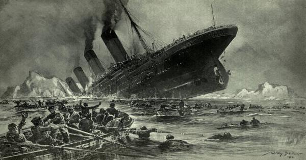 Ilustrasi tenggelamnya Titanic karya Willy Stöwer (Die Gartenlaube)