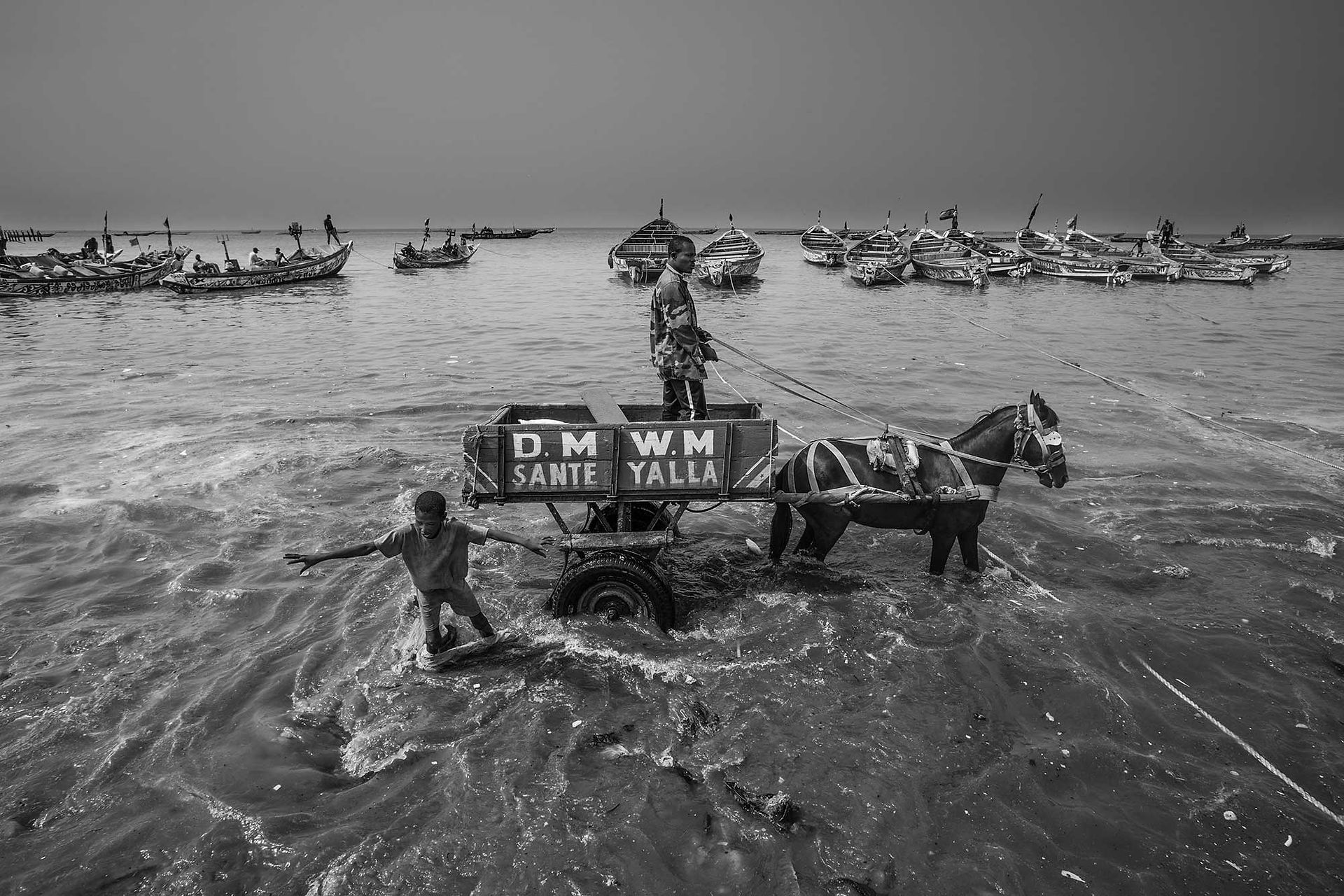 Bild von Fischern mit Kutsche im Meer in Senegal