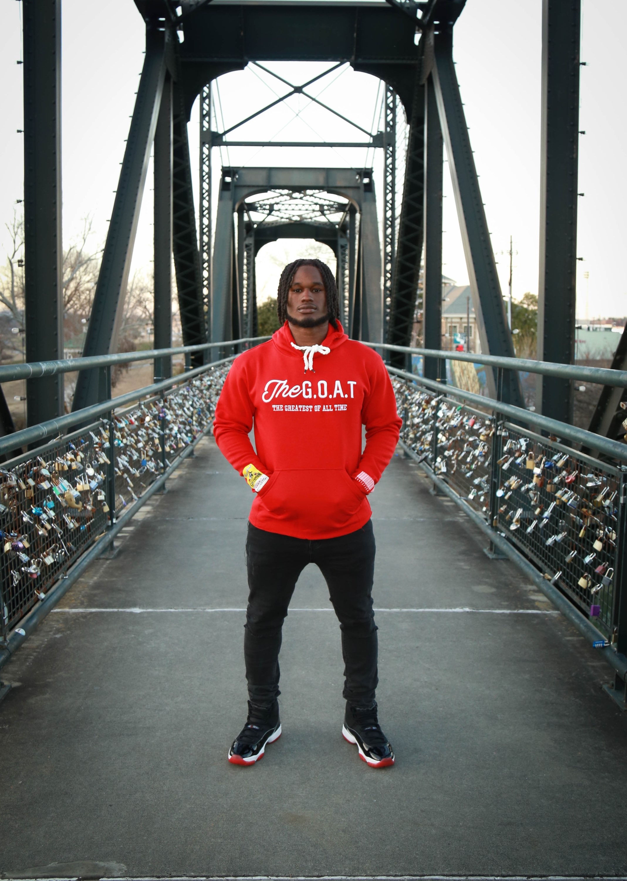 The G.O.A.T Red/White classic 3D embroidered signature