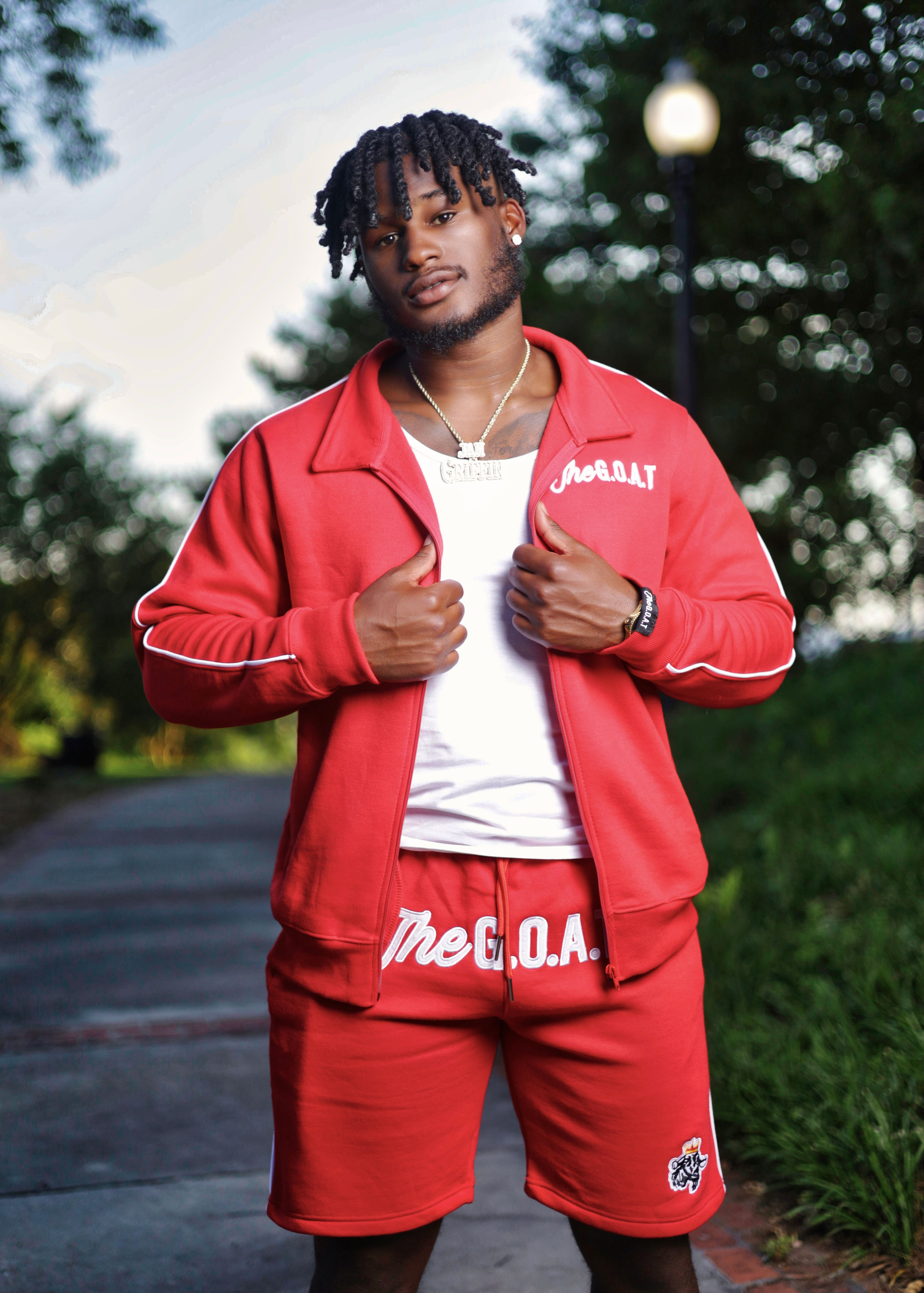 The G.O.A.T Red/White Track jacket & short set