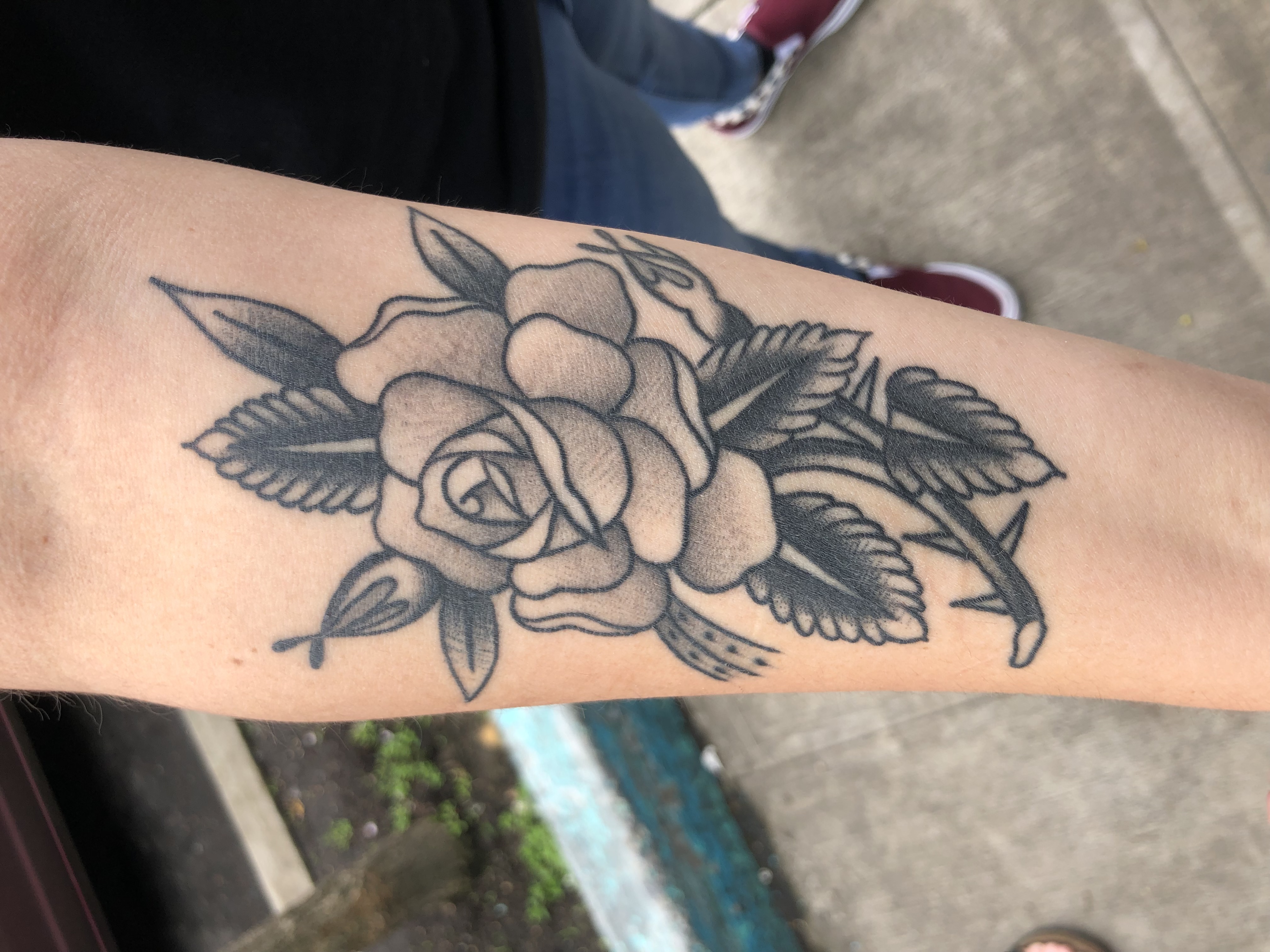 healed black n grey rose