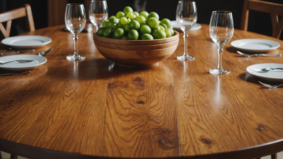 Close-up view of a beautifully finished handmade wood dining table