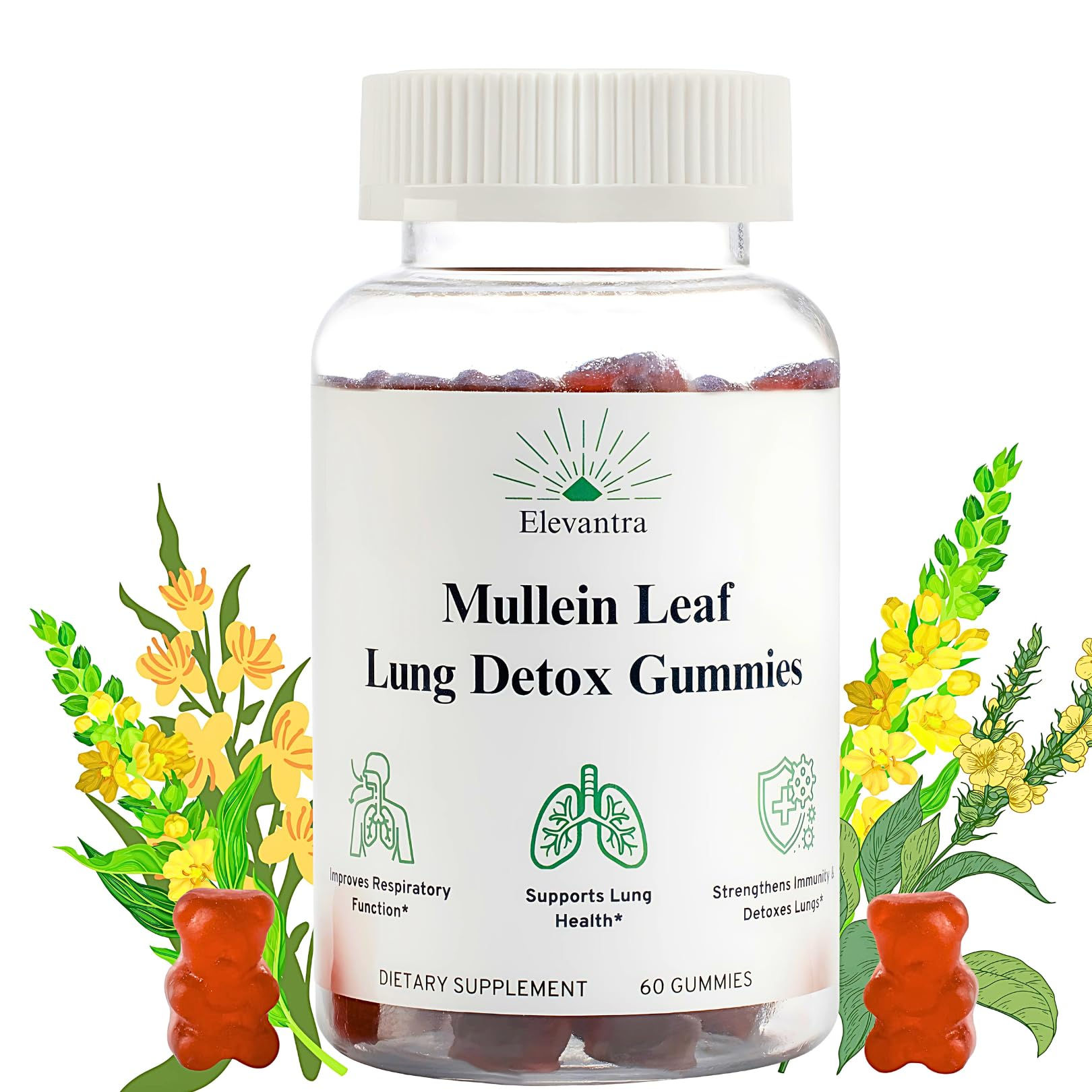 Mullein Leaf Lung Detox Gummies | Mullein Leaf Extract | Lung Detox for Smokers|