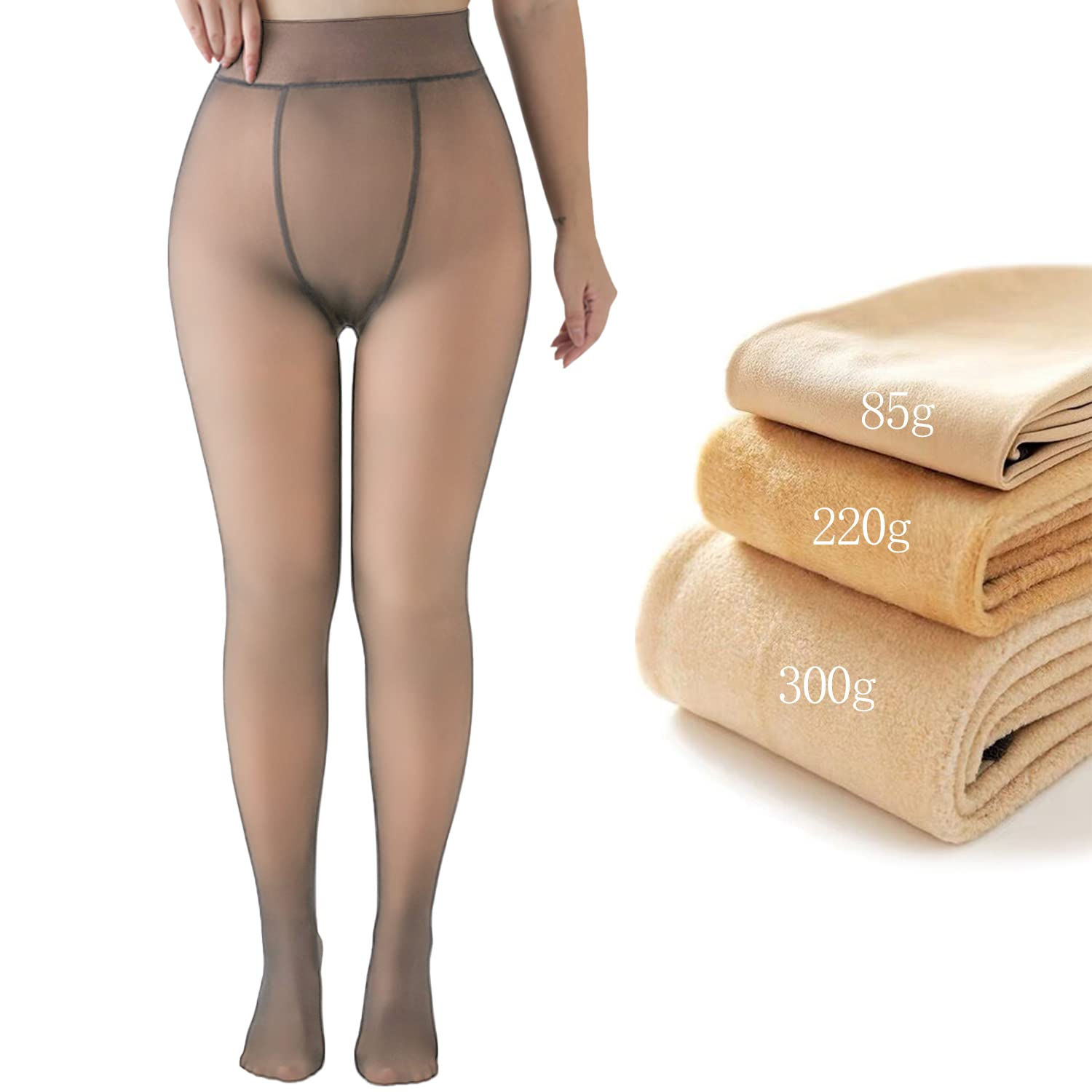 NTSWZYS Fake Translucent Warm Fleece Pantyhose Women Fleece Lined Pantyhose Ther
