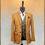 Thumbnail: A mustard and grey tweed overcheck blazer with a classic tailored fit and textured fabric