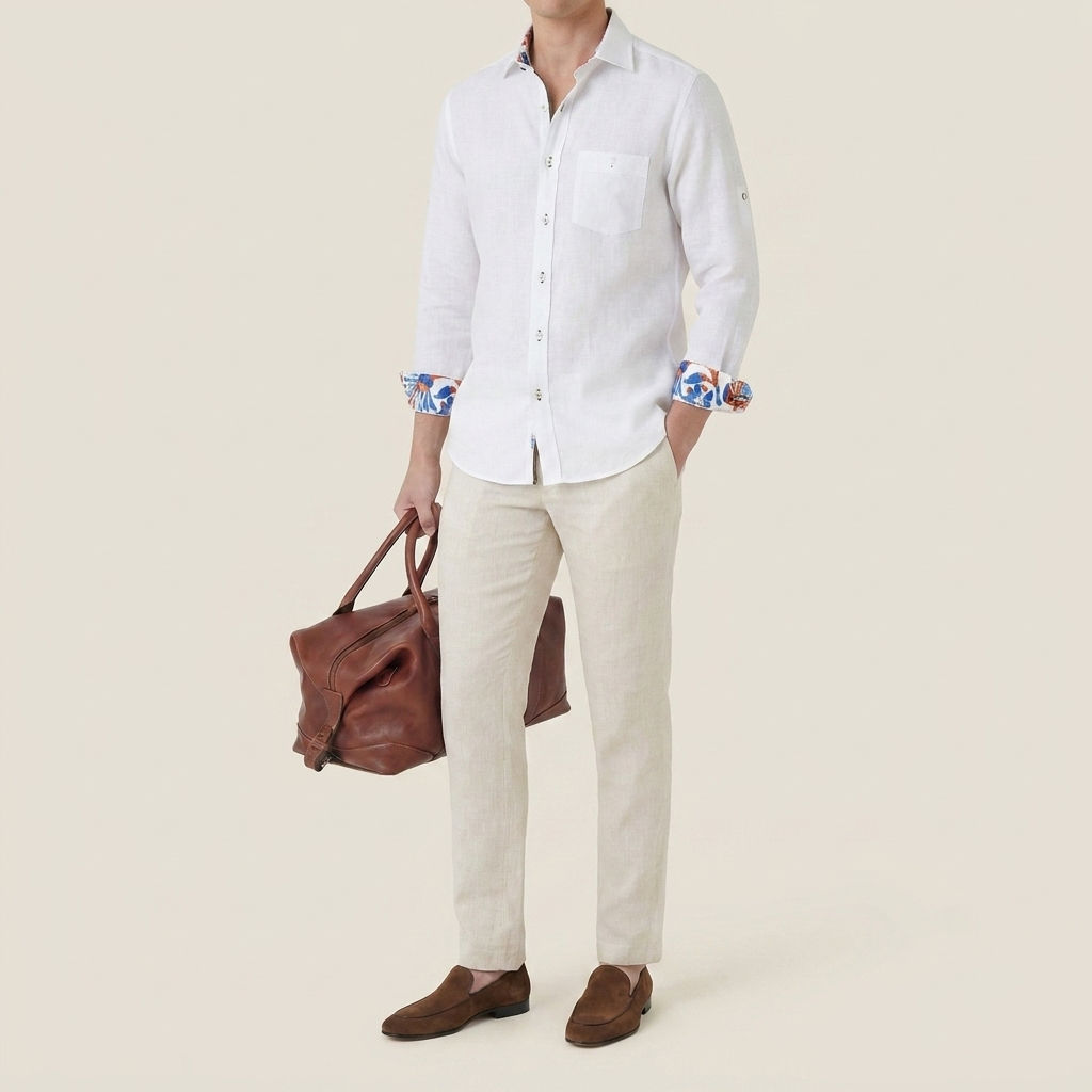 White Riviera Linen & Cotton Shirt