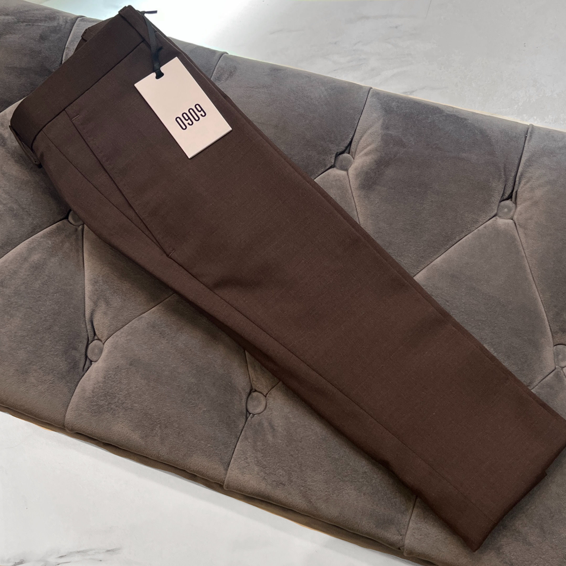 Chocolate Brown Lana Tropical Wool Trousers