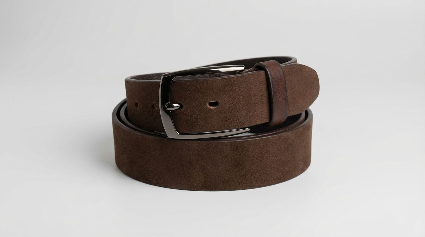 Dark Brown Nubuck Leather Belt – Matte Finish & Gunmetal Buckle
