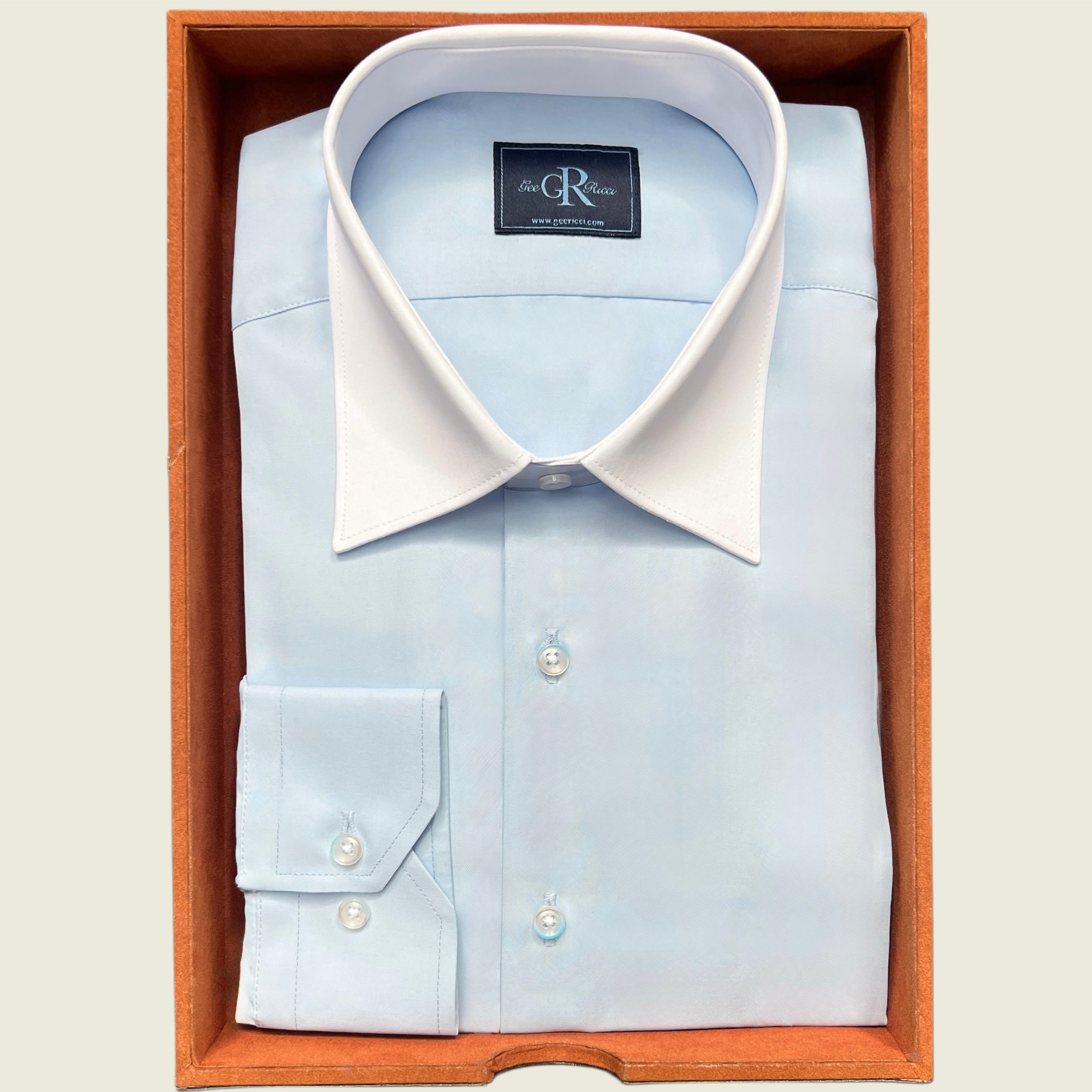 Sky Contrast Collar Shirt