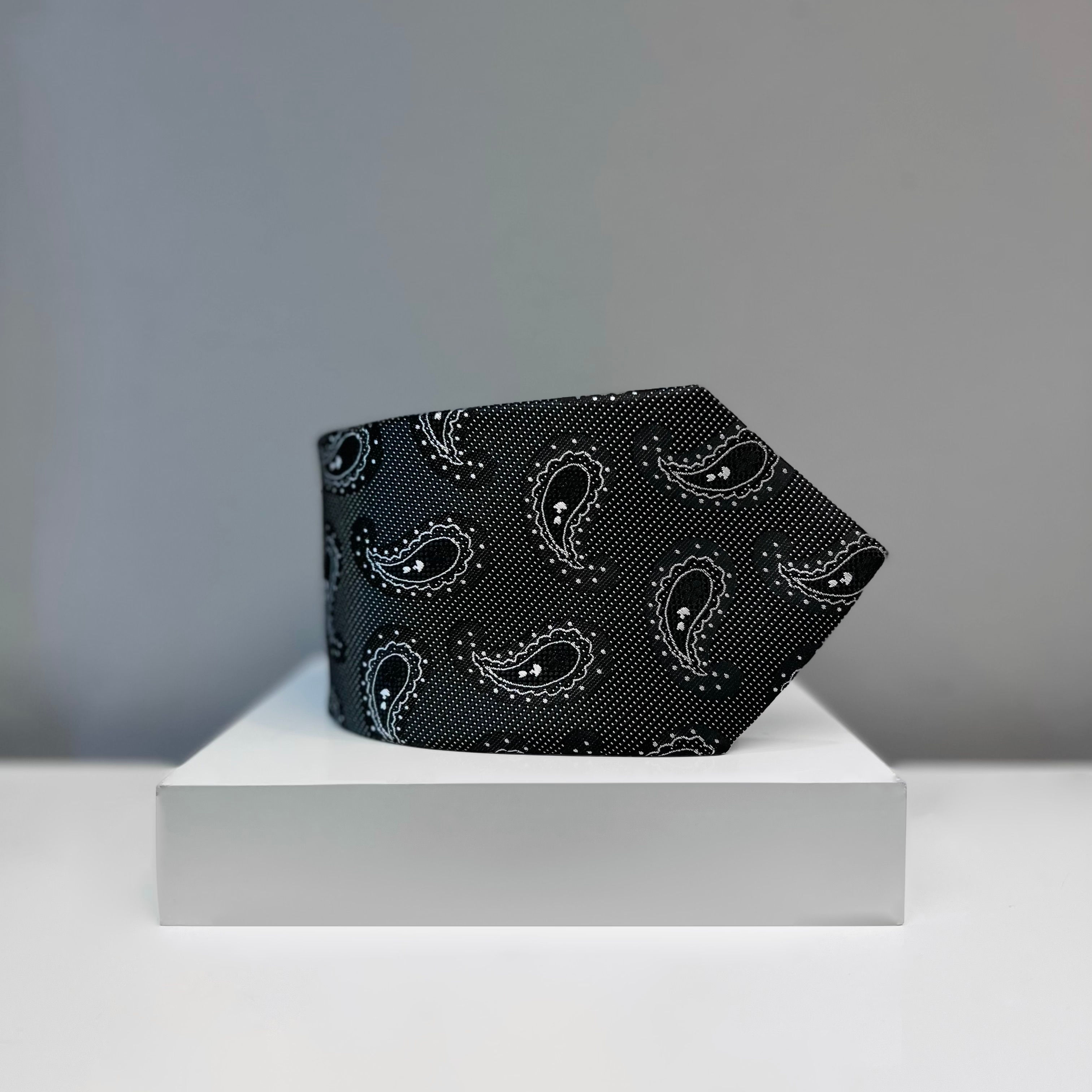 Gee Ricci - Grey large paisley silk tie